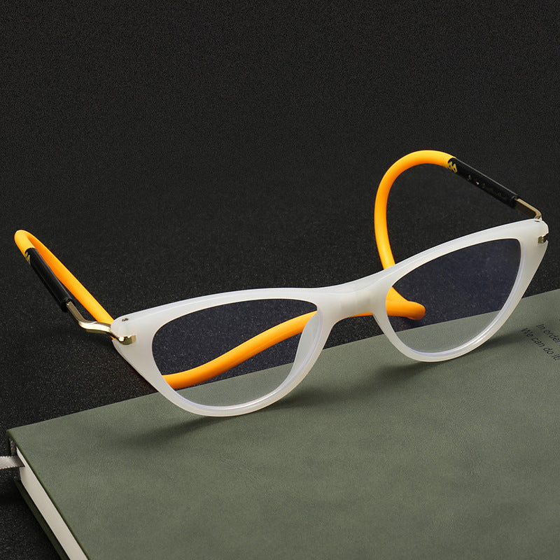 Magnetic cat-eye neck-hanging reading glasses-silicone soft rope material