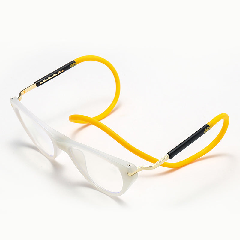Magnetic cat-eye neck-hanging reading glasses-silicone soft rope material