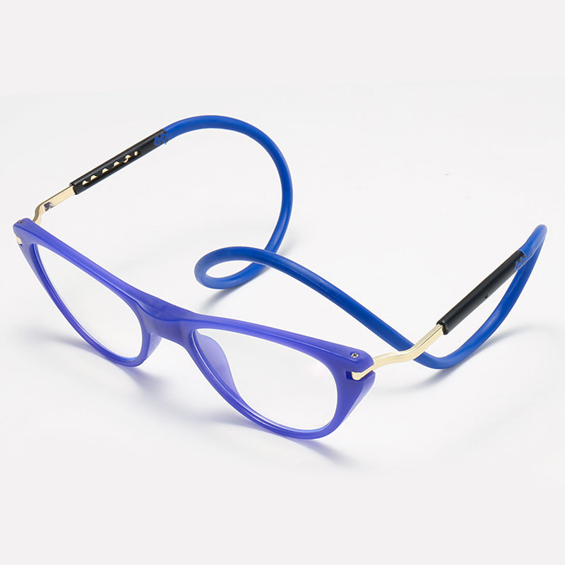 Magnetic cat-eye neck-hanging reading glasses-silicone soft rope material