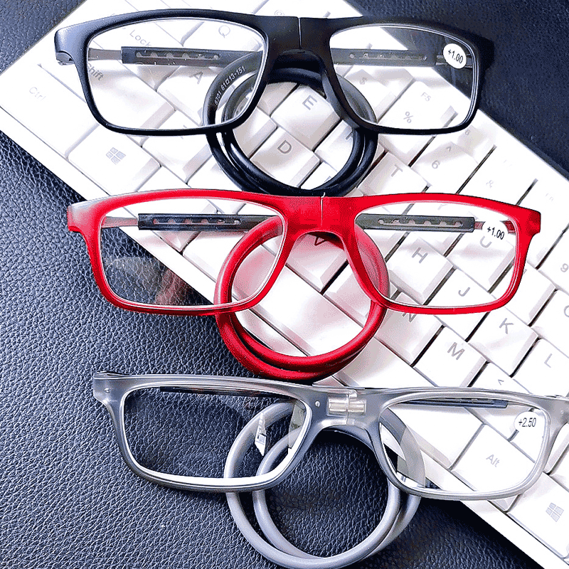 Magnetic foldable resin silicone reading glasses