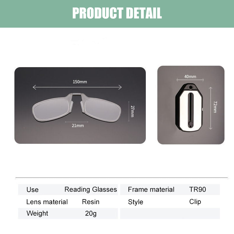 Portable reading glasses clip-on